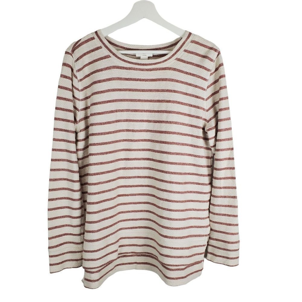 LOFT Lounge Small Striped Woven Tunic Blouse Long Sleeve Shirt